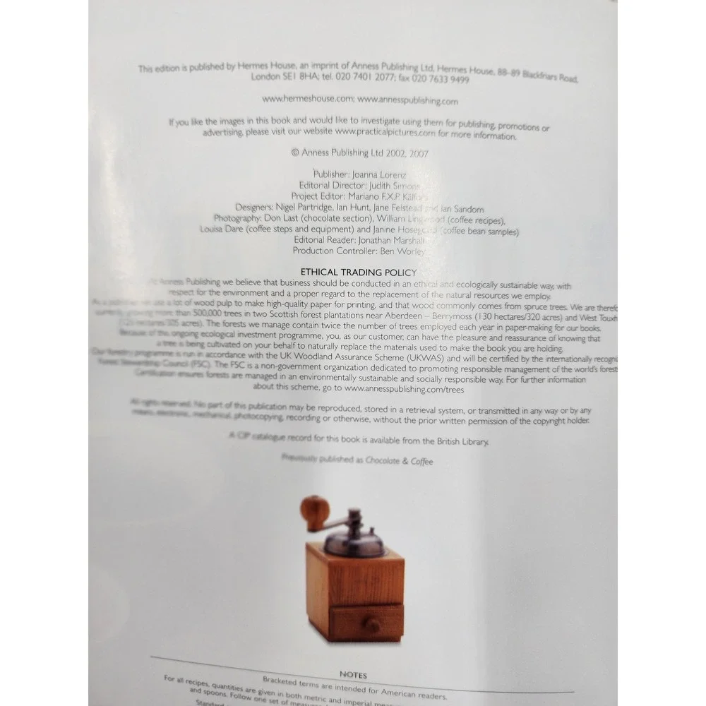 Chocolate & Coffee Bible Hardcover Cookbook Hermes House Recipes Techniques